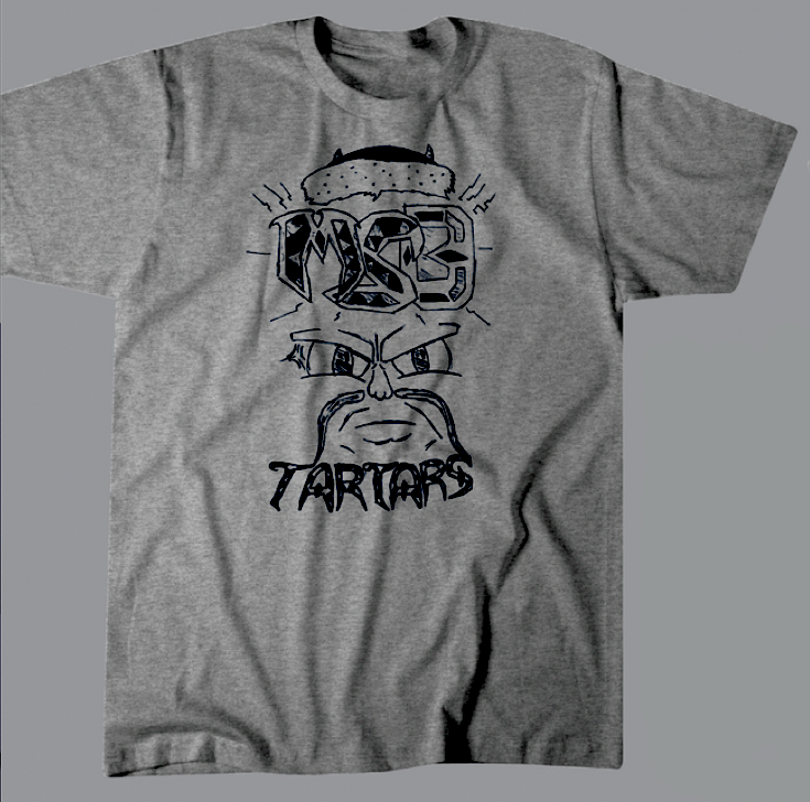 Grey T-shirt with Navy Blue printed MSD and Tartars
